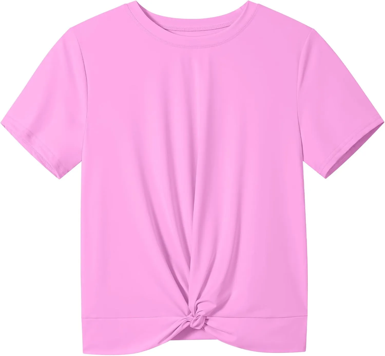 KEREDA Girls Athletic Shirts Tie Front Tops Summer Short Sleeve Quick Dry Active Tees T-Shirts for Kids Teens