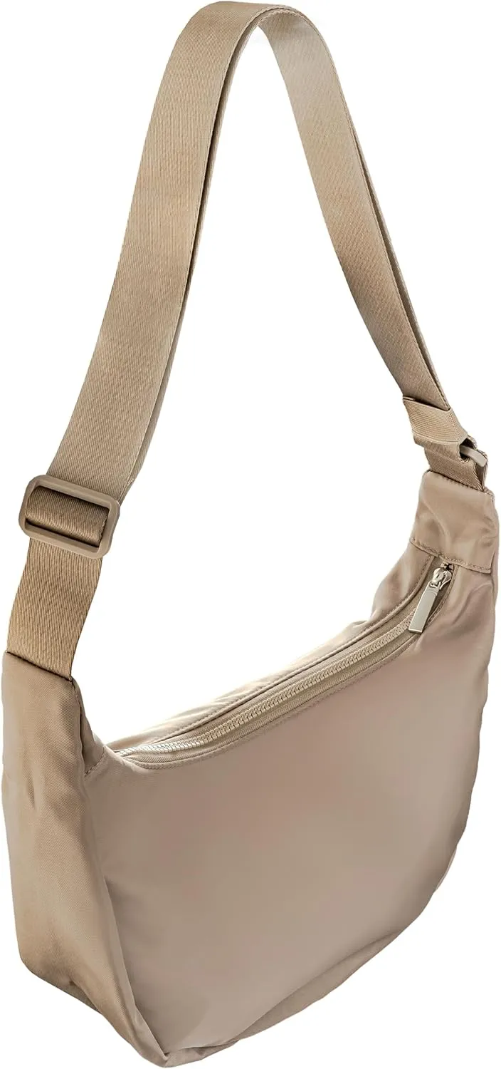 Large Crescent Bag, Crossbody Bag for Women, Men, Large Capacity All Weather Resistant Crossbody Bag, Adjustable Strap, Nylon