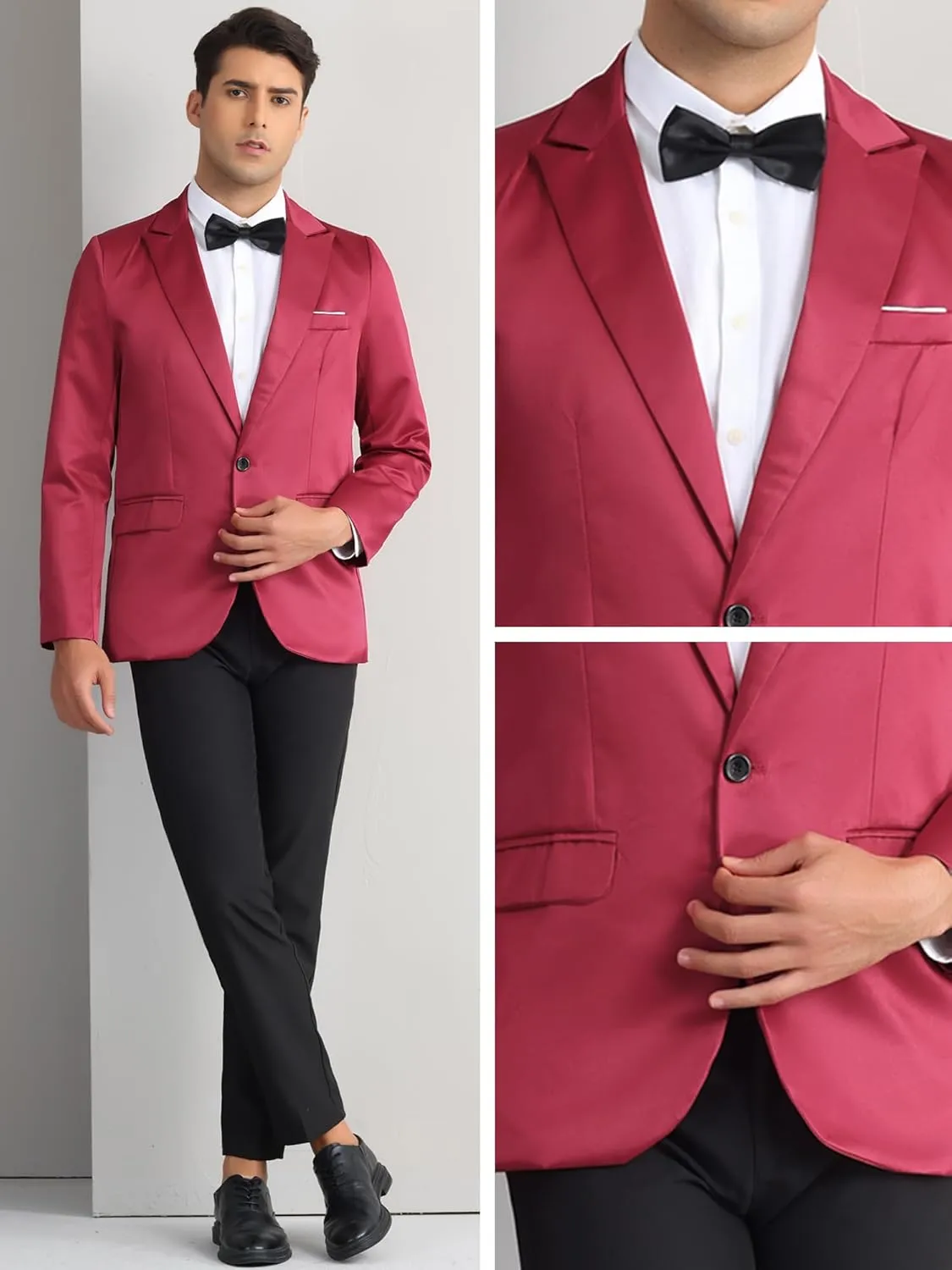 Lars Amadeus Formal Blazer for Men's Single Breasted Peak Lapel Business Suit Jacket Classic Sport Coats