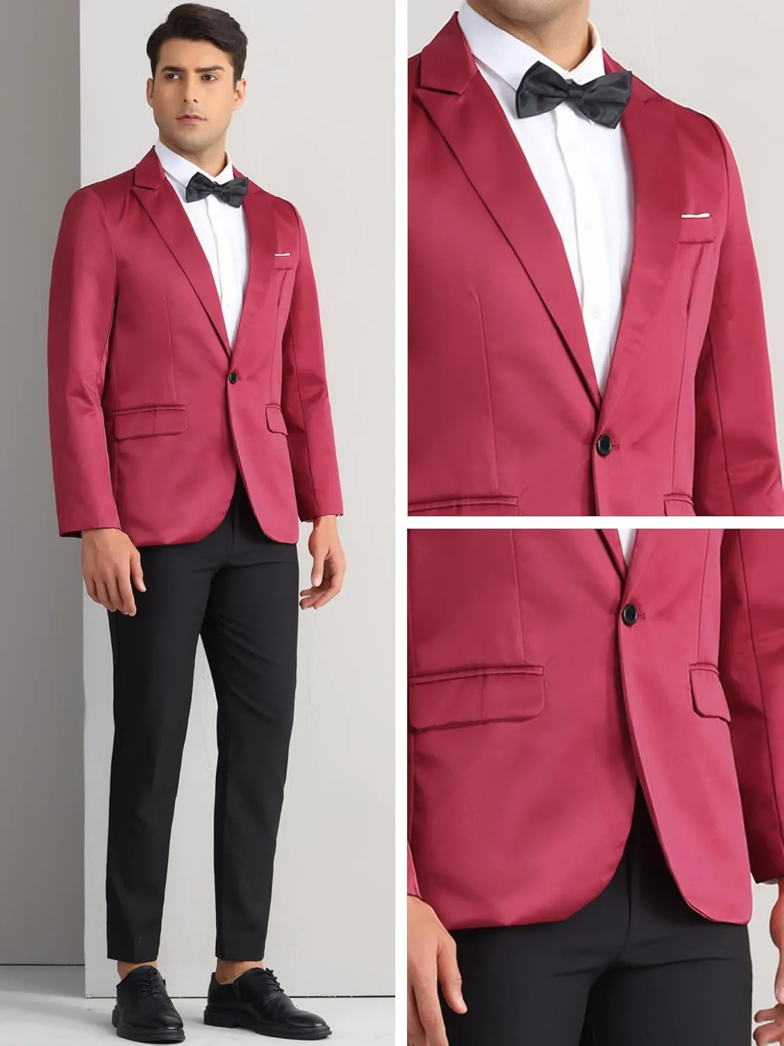 Lars Amadeus Formal Blazer for Men's Single Breasted Peak Lapel Business Suit Jacket Classic Sport Coats