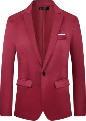 Lars Amadeus Formal Blazer for Men's Single Breasted Peak Lapel Business Suit Jacket Classic Sport Coats