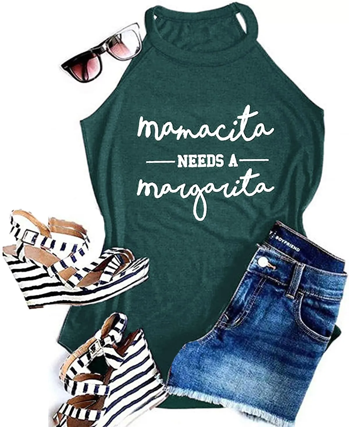 Mamacita Needs a Margarita Women Funny Shirts Workout Tops Graphic Beach Holiday Outfit Tees
