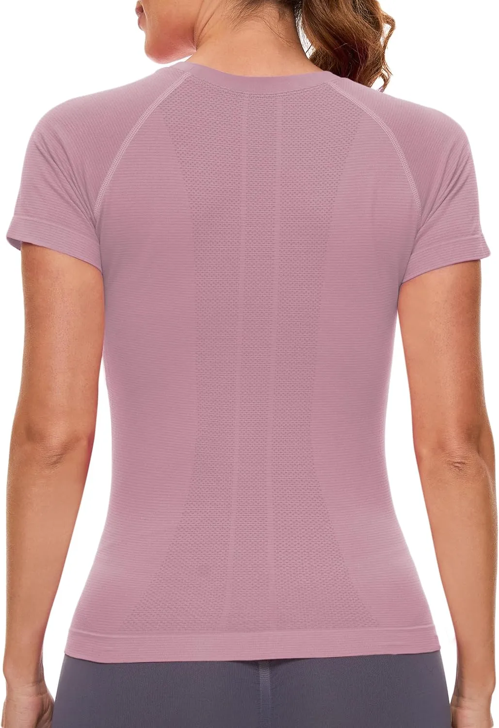 MathCat Workout Shirts for Women Short Sleeve Seamless Yoga Athletic Tees Sports Breathable Gym Athletic Tops