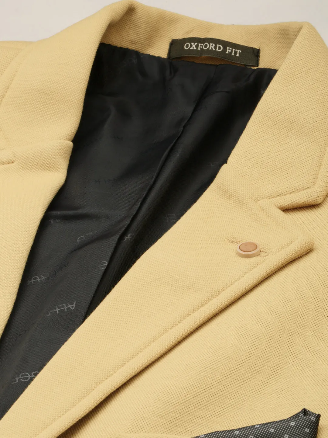 Men Mustard Slim-Fit Single Breasted Blazer