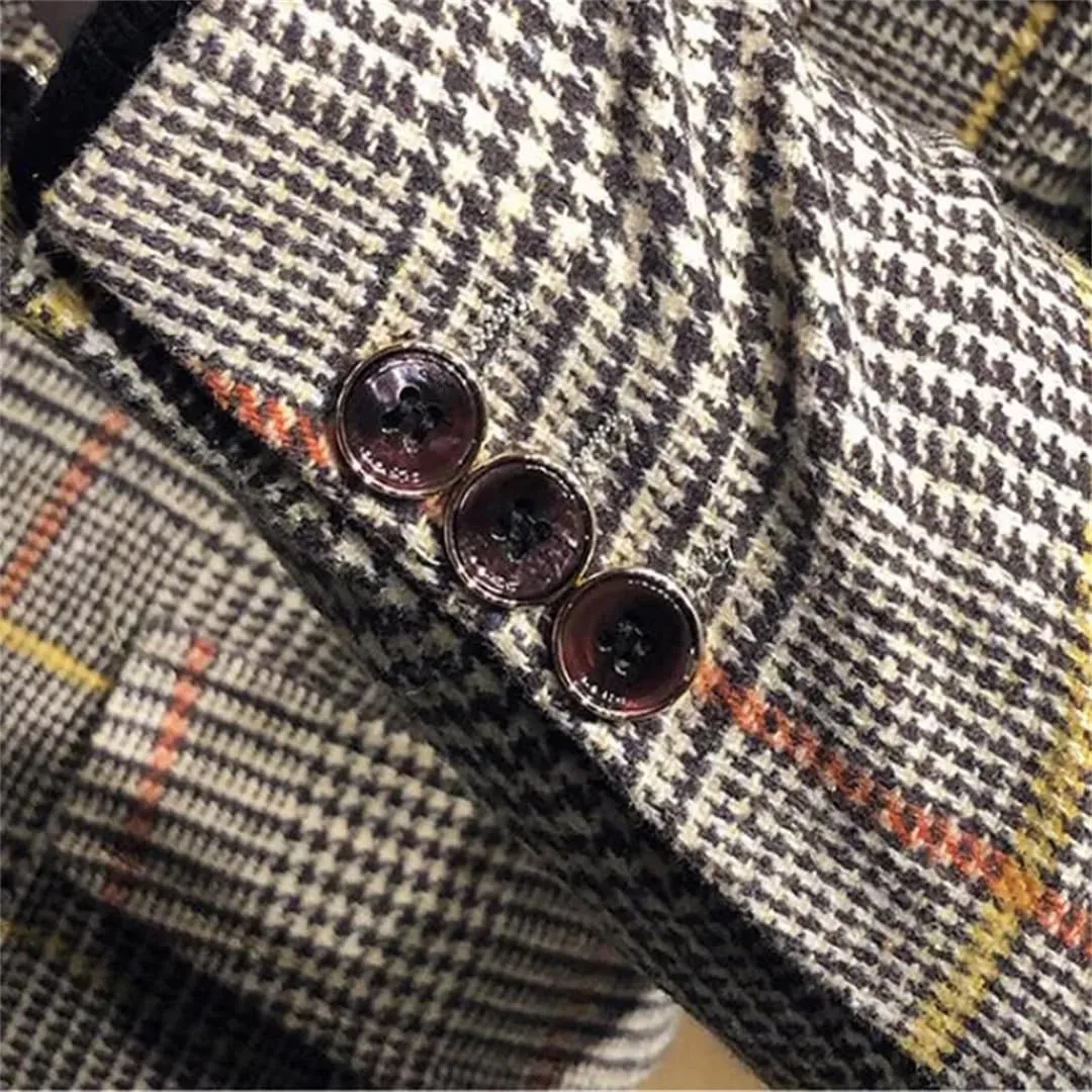 Men Plaid Blazers Wedding Business Blazer Suit Jacket