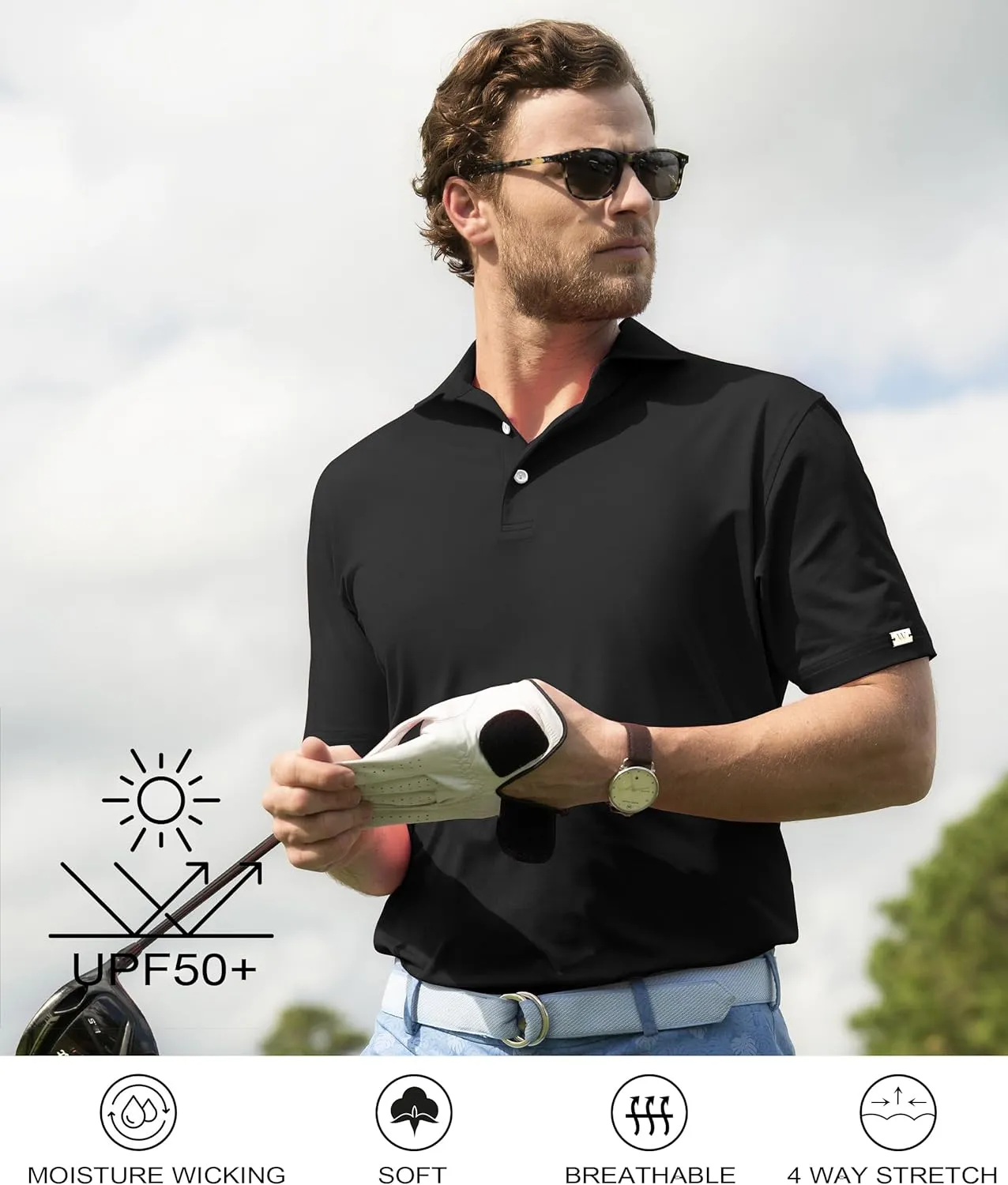 Men's Polo Shirt UPF 50  Tees Sun Shirts 1/4 Zip Up Golf Shirts Fishing Running Rash Guard T-Shirts Quick Dry