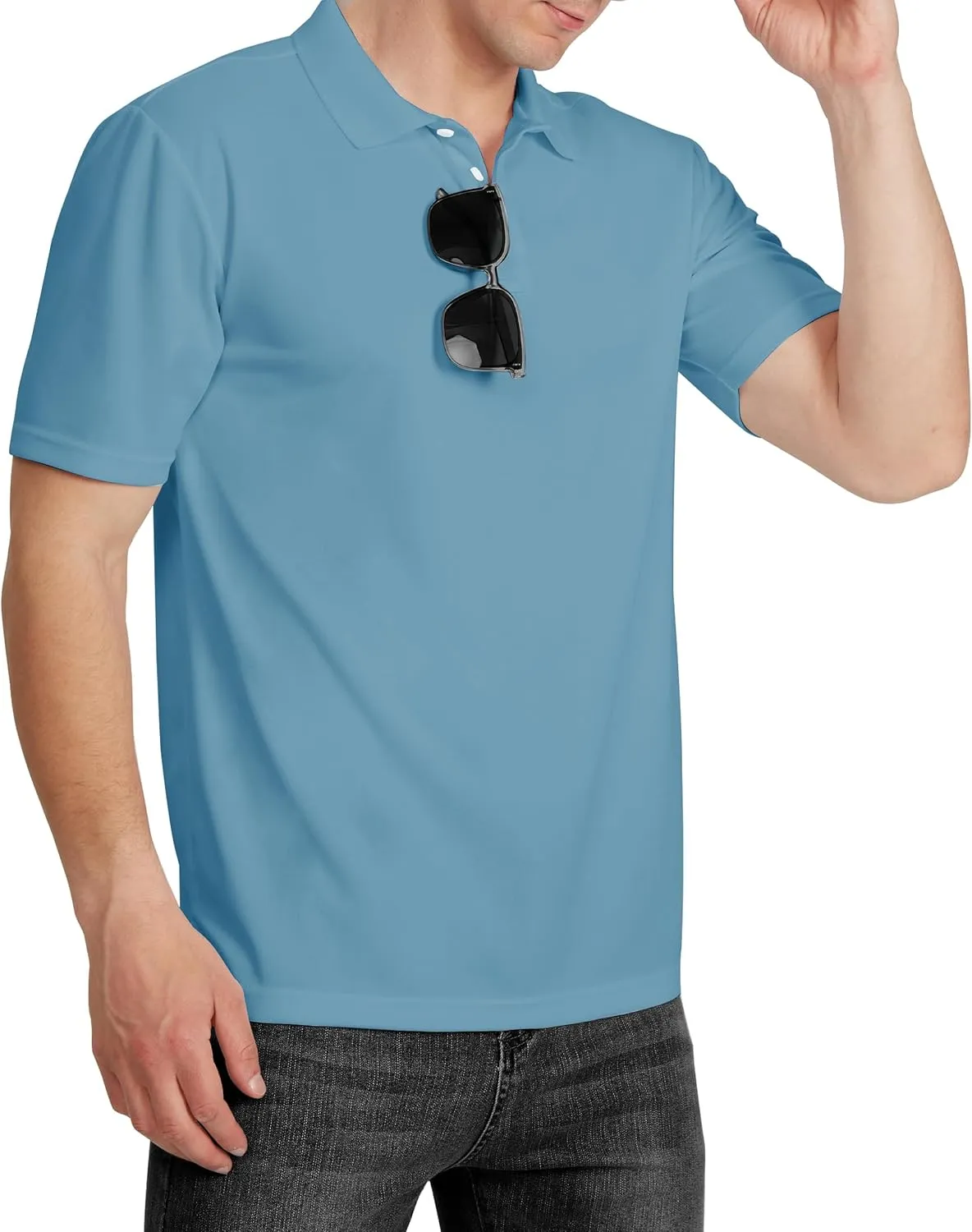 Men's Polo Shirt UPF 50  Tees Sun Shirts 1/4 Zip Up Golf Shirts Fishing Running Rash Guard T-Shirts Quick Dry
