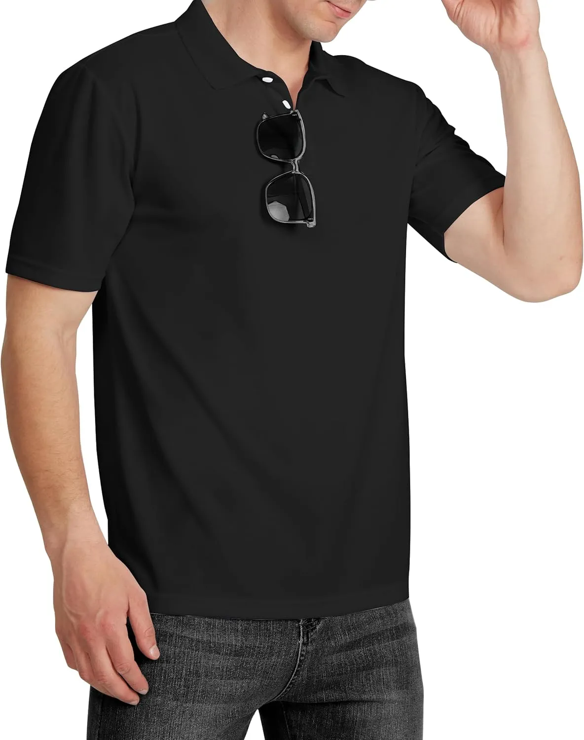 Men's Polo Shirt UPF 50  Tees Sun Shirts 1/4 Zip Up Golf Shirts Fishing Running Rash Guard T-Shirts Quick Dry