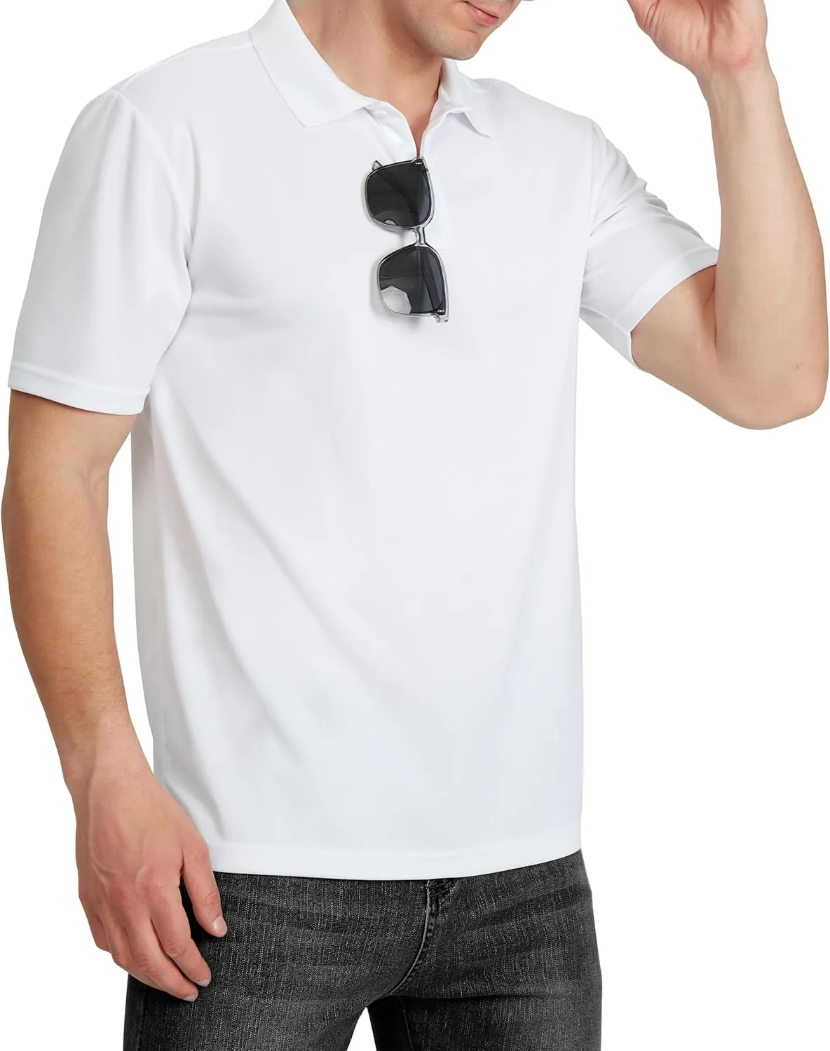 Men's Polo Shirt UPF 50  Tees Sun Shirts 1/4 Zip Up Golf Shirts Fishing Running Rash Guard T-Shirts Quick Dry