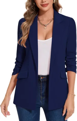 MINTLIMIT Blazer Jackets for Women Business Casual Outfits Work Office Blazers Lightweight Dressy Suits with Pocket (Navy Blue, Size L)