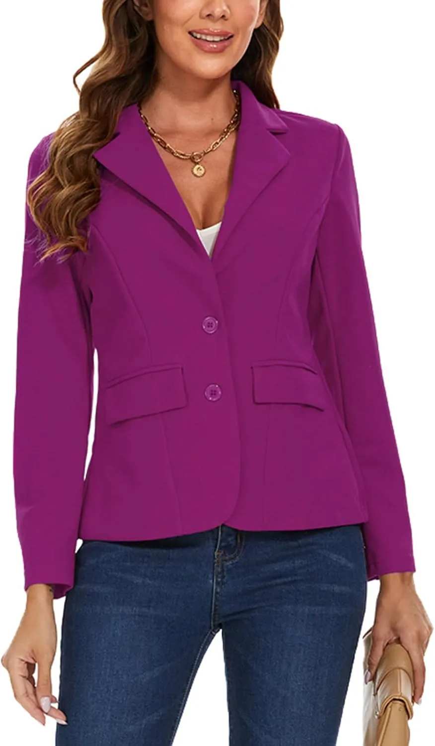 MINTLIMIT Blazers for Women Business Casual Long Sleeve Notched Lapel Button Work Office Blazers Jackets with Pockets