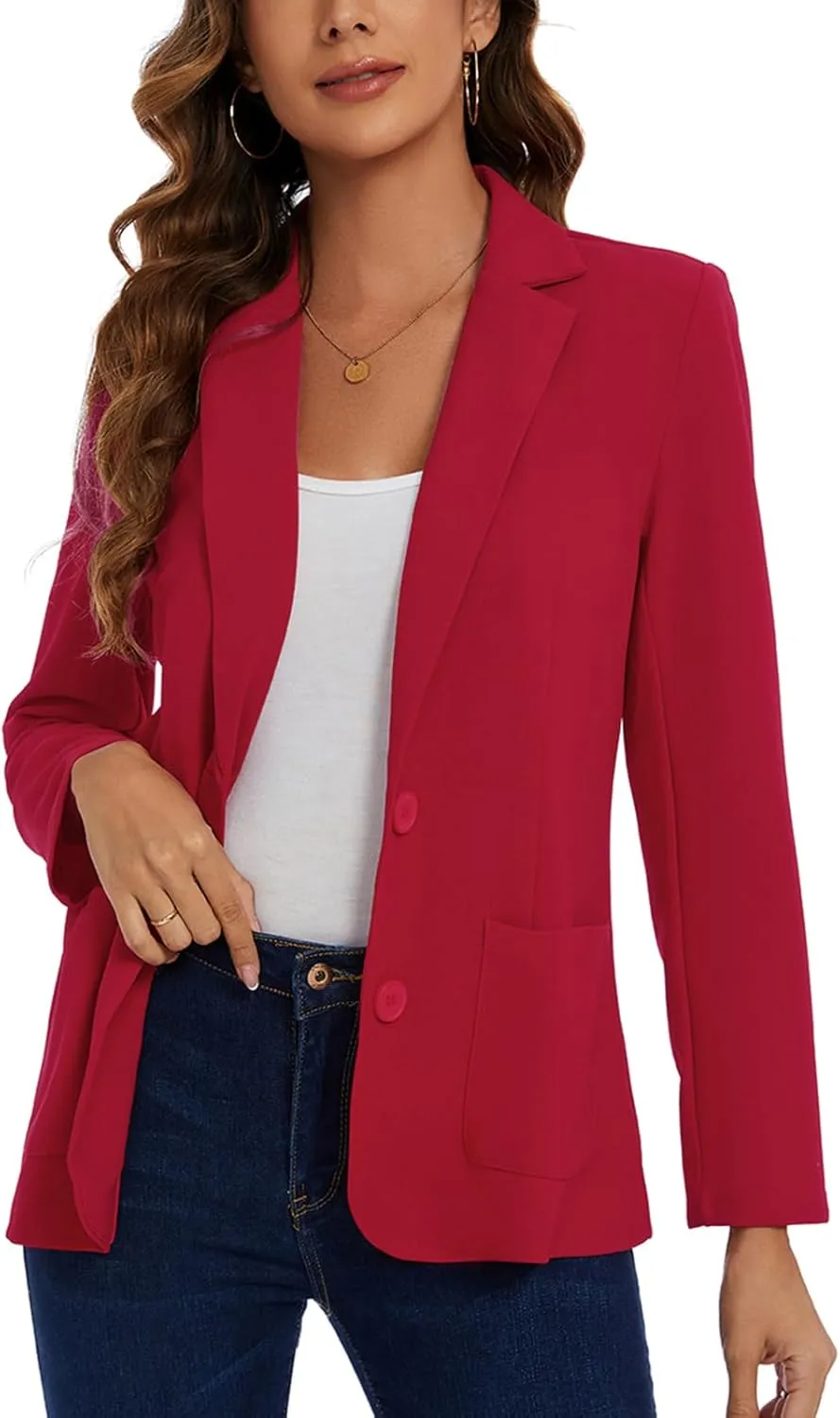 MINTLIMIT Womens Casual Long Sleeve Blazer Button Front Notch Lapel Work Office Business Blazers Jackets with Pockets