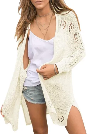 Misassy Womens Open Front Knit Sheer Cardigans Summer Boho Lightweight Long Sleeve Kimono Long Sweater
