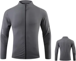 Moisture Wicking Shirts for Men Full Zip Quick Dry Long Sleeve Zipper Hoodie&Jacket Athletic Running Jacket M-3XL