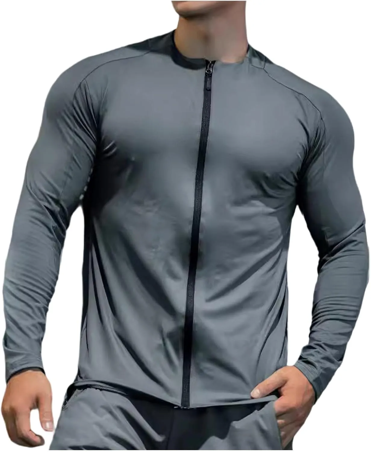 Moisture Wicking Shirts for Men Full Zip Quick Dry Long Sleeve Zipper Hoodie&Jacket Athletic Running Jacket M-3XL