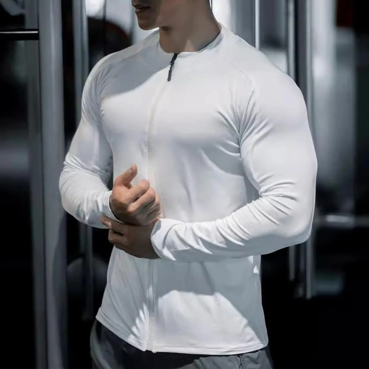 Moisture Wicking Shirts for Men Full Zip Quick Dry Long Sleeve Zipper Hoodie&Jacket Athletic Running Jacket M-3XL