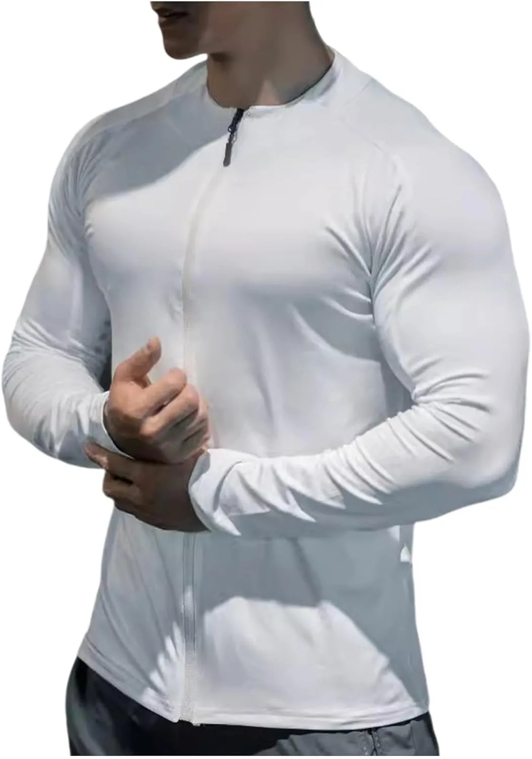 Moisture Wicking Shirts for Men Full Zip Quick Dry Long Sleeve Zipper Hoodie&Jacket Athletic Running Jacket M-3XL