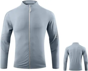 Moisture Wicking Shirts for Men Full Zip Quick Dry Long Sleeve Zipper Hoodie&Jacket Athletic Running Jacket M-3XL