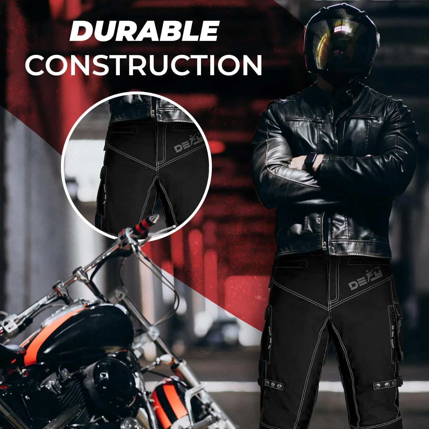 Motorcycle Pants for Men Dual Sport Motorbike Pant Waterproof, Windproof Riding Pants All-Weather with Removable CE Armored