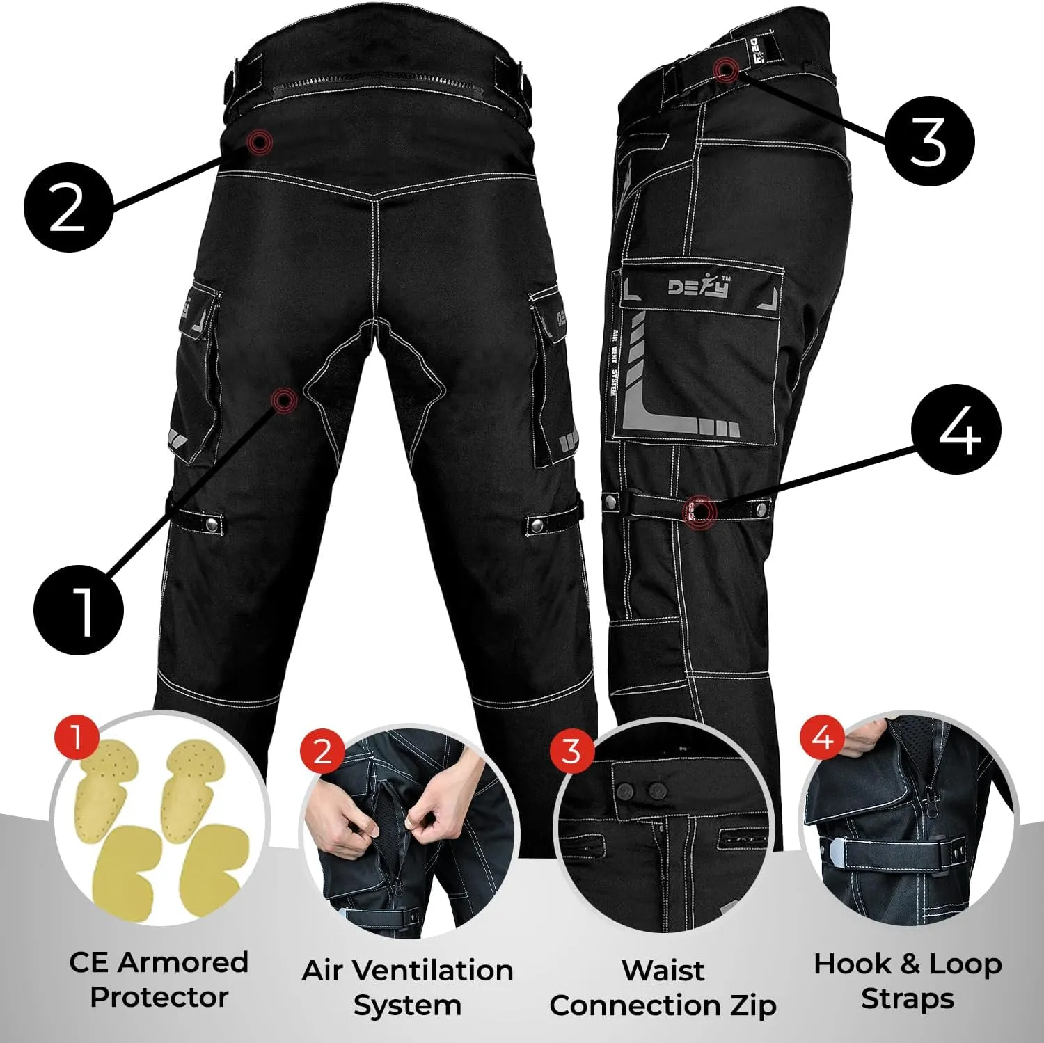 Motorcycle Pants for Men Dual Sport Motorbike Pant Waterproof, Windproof Riding Pants All-Weather with Removable CE Armored