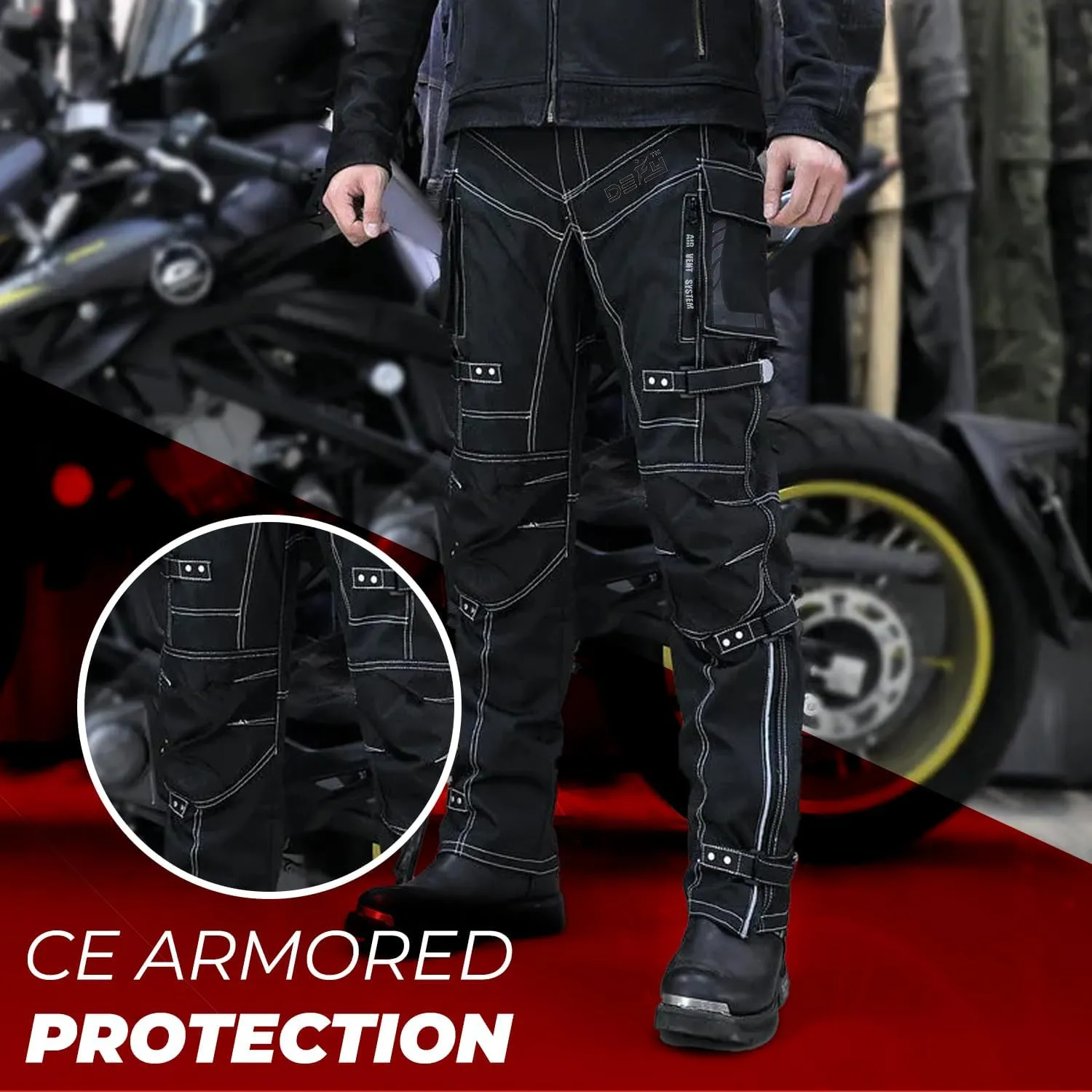 Motorcycle Pants for Men Dual Sport Motorbike Pant Waterproof, Windproof Riding Pants All-Weather with Removable CE Armored