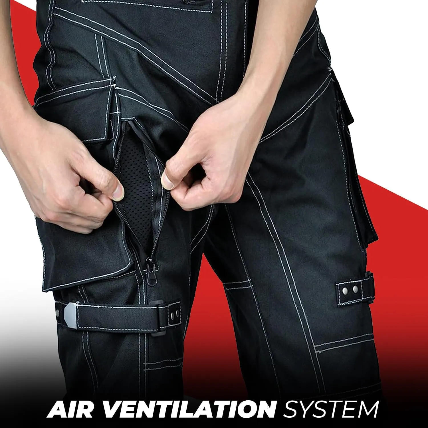 Motorcycle Pants for Men Dual Sport Motorbike Pant Waterproof, Windproof Riding Pants All-Weather with Removable CE Armored