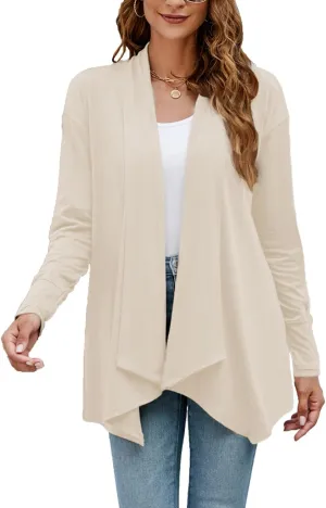 Naggoo Women's Draped Open Front Cardigans Casual Lightweight Long Sleeve Duster Cardigan