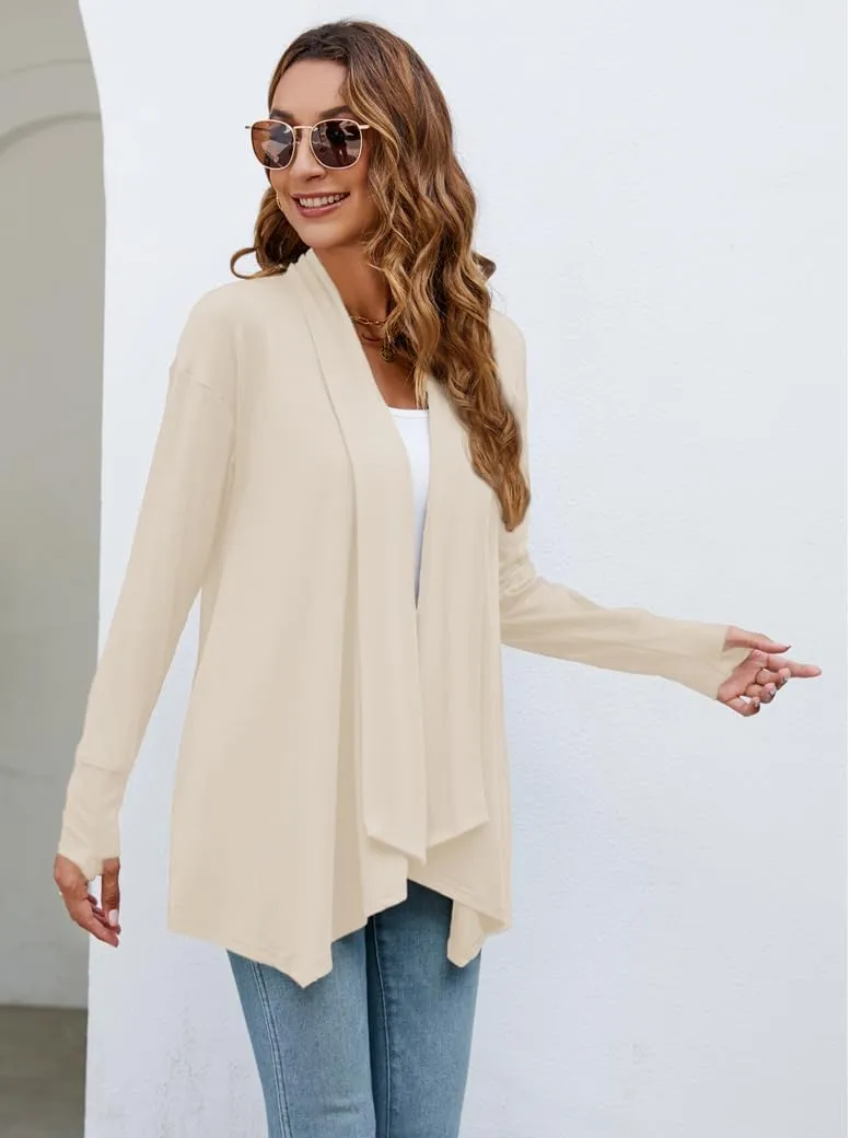 Naggoo Women's Draped Open Front Cardigans Casual Lightweight Long Sleeve Duster Cardigan