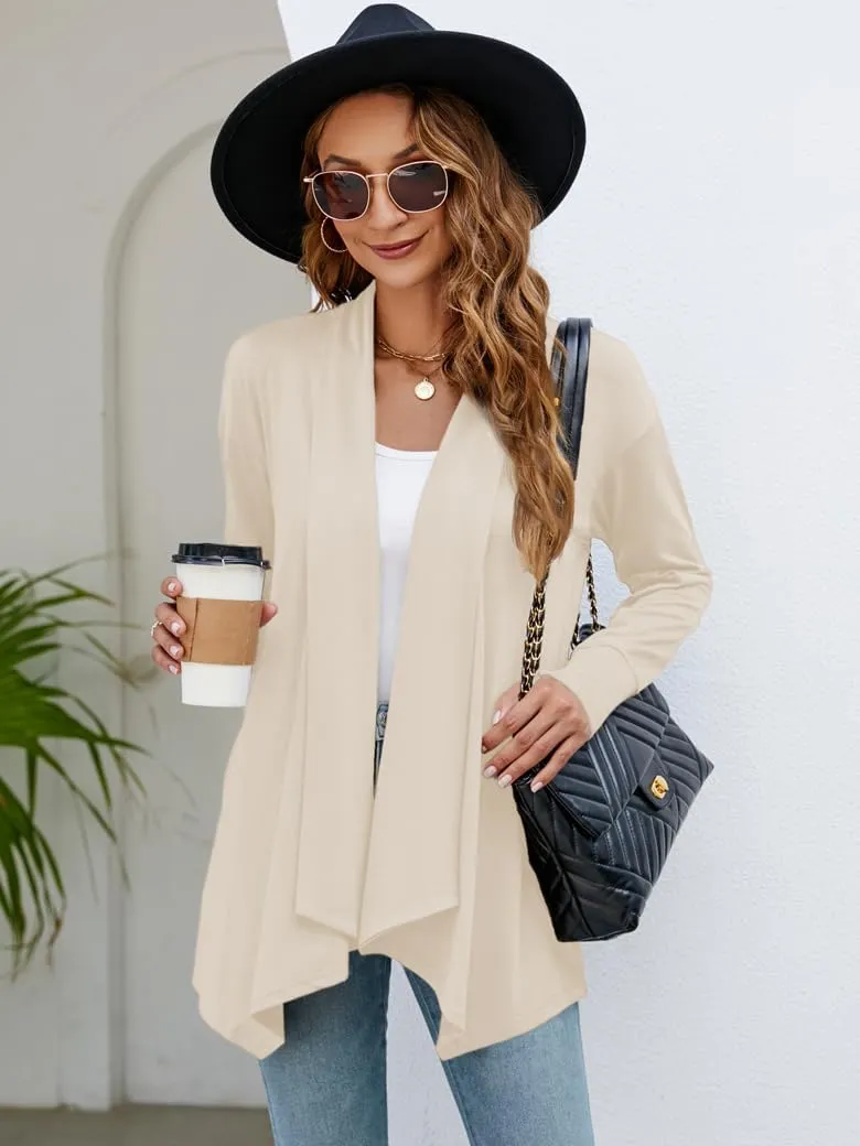 Naggoo Women's Draped Open Front Cardigans Casual Lightweight Long Sleeve Duster Cardigan