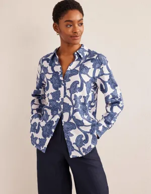 New Linen Shirt-Blue Ribbon, Paisley Whirl