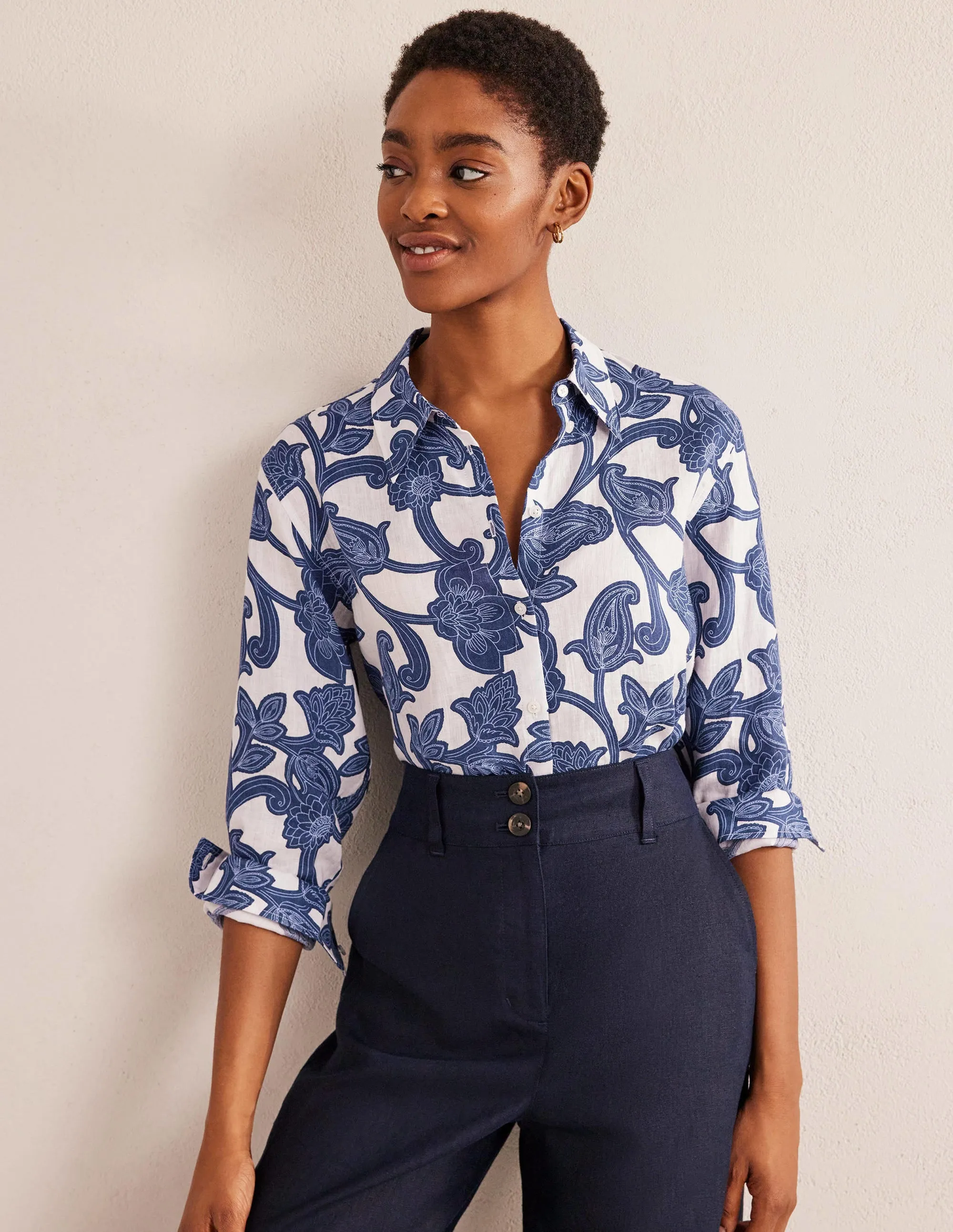 New Linen Shirt-Blue Ribbon, Paisley Whirl
