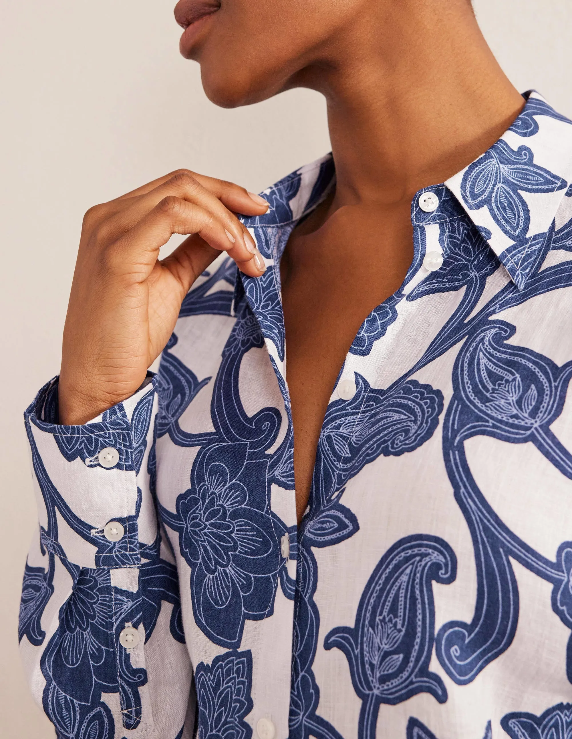 New Linen Shirt-Blue Ribbon, Paisley Whirl