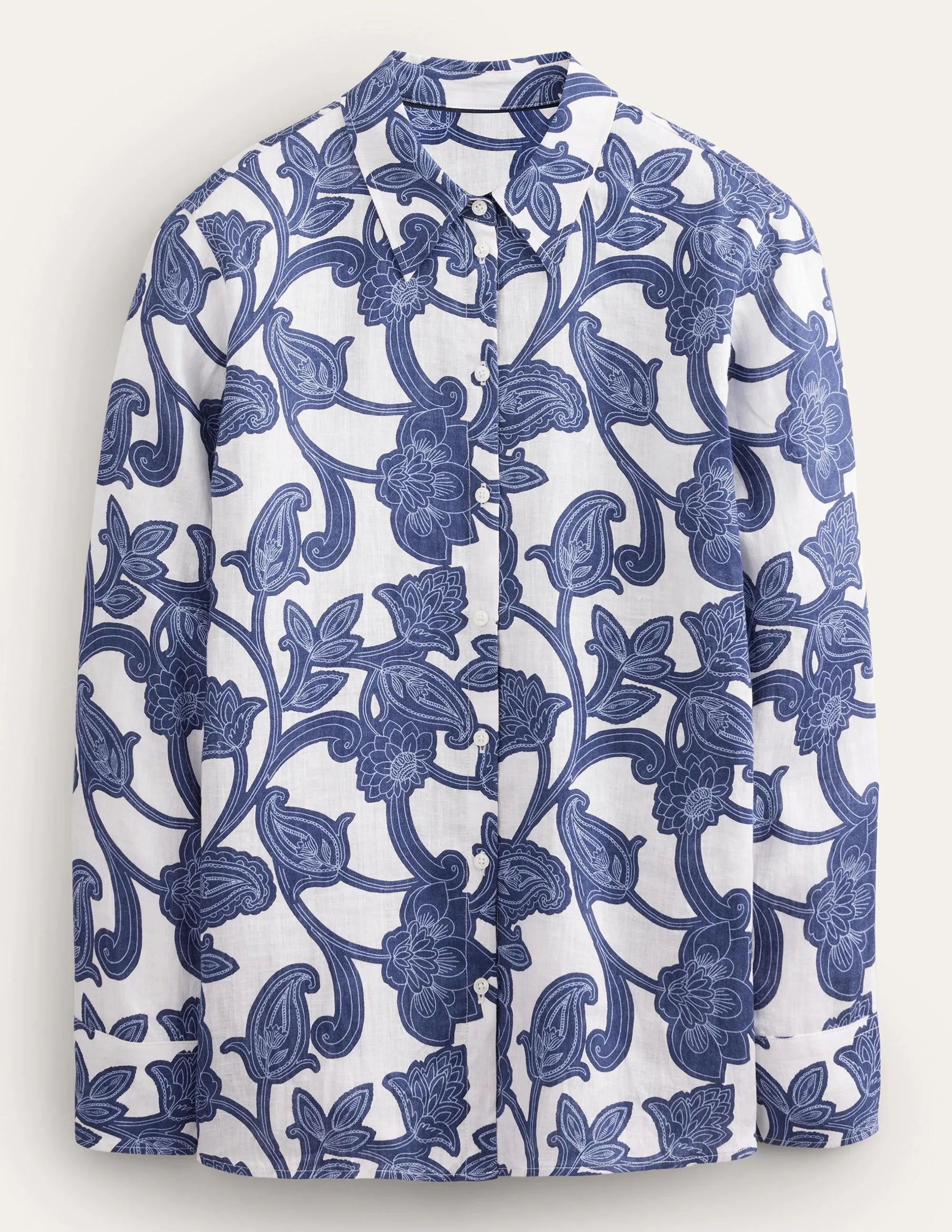 New Linen Shirt-Blue Ribbon, Paisley Whirl