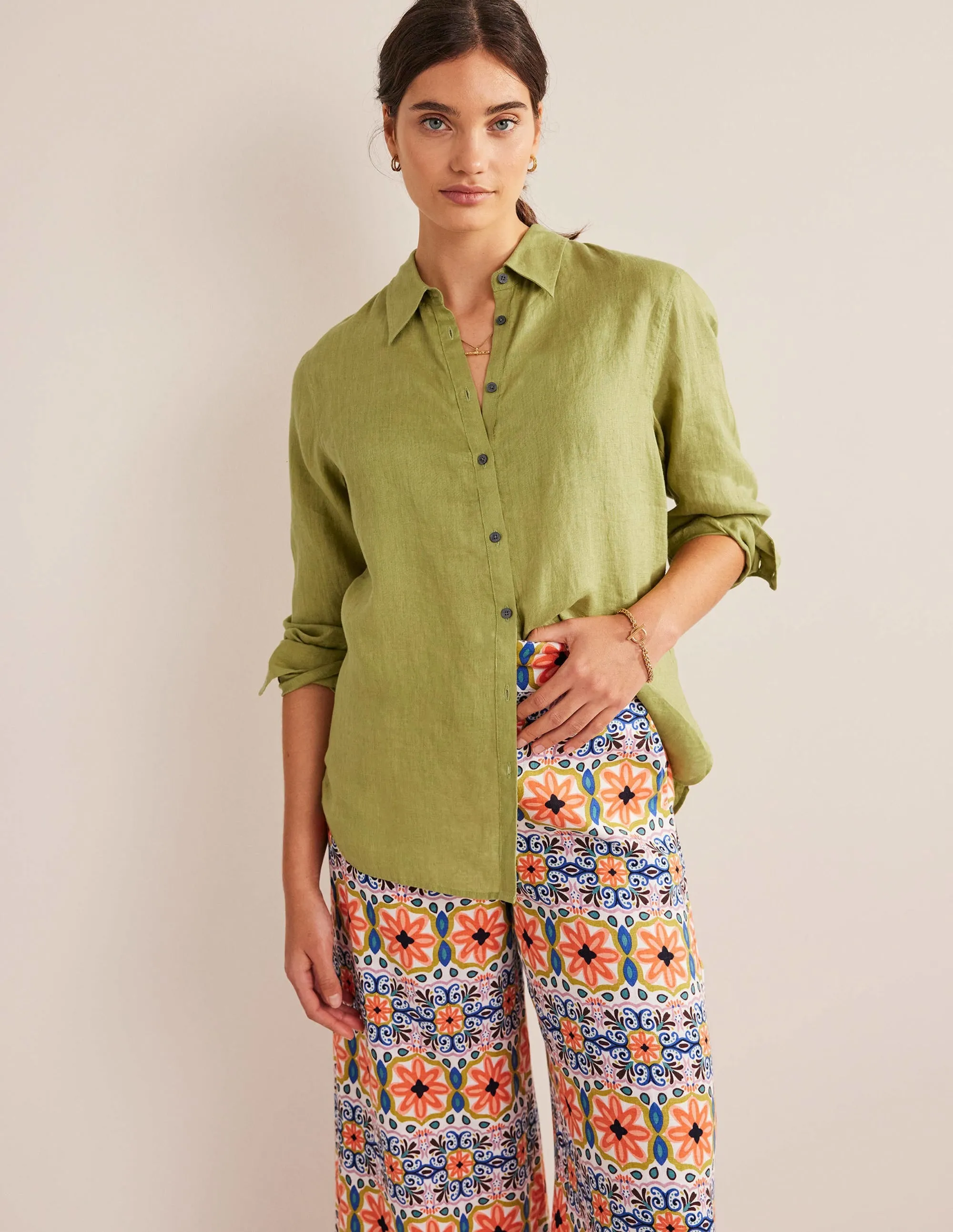 New Linen Shirt-Golden Lime
