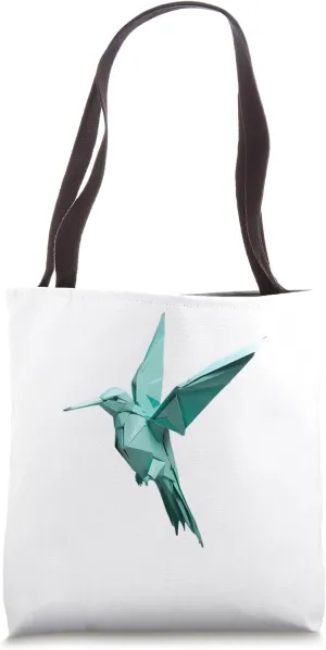 Origami Style Hummingbird  Minimalist Bird Art Tote Bag