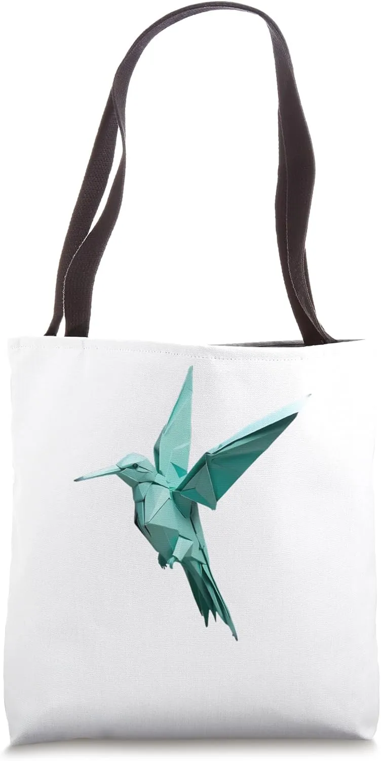 Origami Style Hummingbird  Minimalist Bird Art Tote Bag