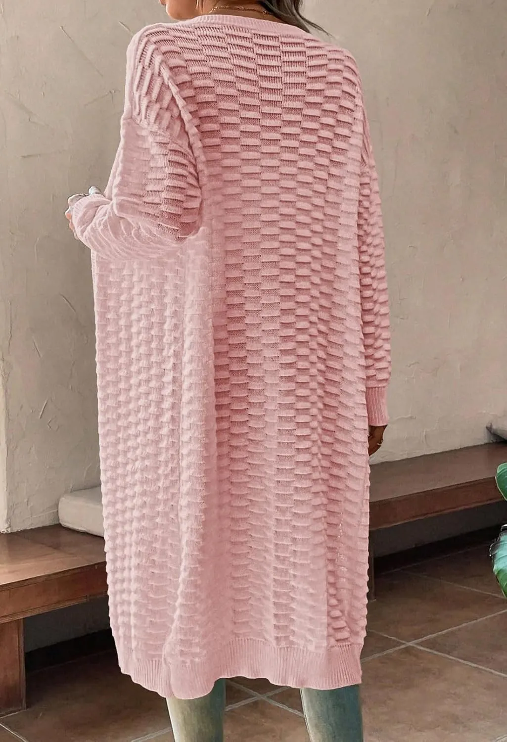 Pink Queen Women's Lightweight Long Cardigan Sweaters Casual Long Sleeve Open Front Drop Shoulder Oversized Fall Knitwear
