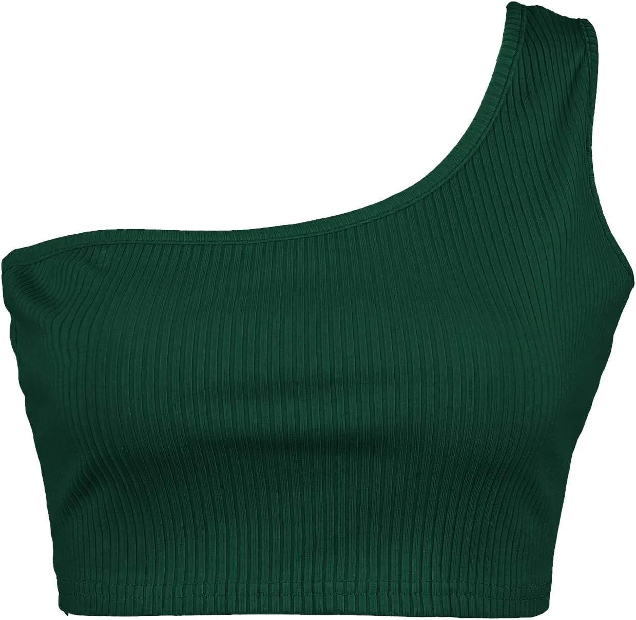 PRETTODAY Women's Sleeveless Crop Tops Sexy One Shoulder Strappy Tees Basic Crop Tank Top