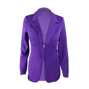 Purple High Waist Blazer Coat Fashion Slim Tops Women Solid Color Long Sleeve Jacket Y2K Deep V Neck Office Coats Clothing