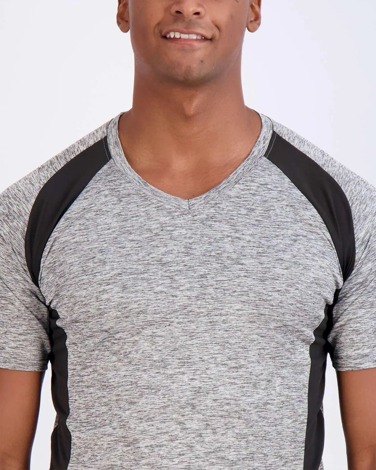 Real Essentials 5 Pack: Mens V-Neck Dry-Fit Moisture Wicking Active Athletic Tech Performance T-Shirt