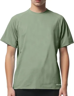 Riverruns Men's Workout Dry Fit Athletic T-Shirts Moisture-Wicking UPF 50  Sun Protection Shirt for Fishing Running Gym Swim