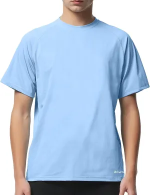 Riverruns Men's Workout Dry Fit Athletic T-Shirts Moisture-Wicking UPF 50  Sun Protection Shirt for Fishing Running Gym Swim