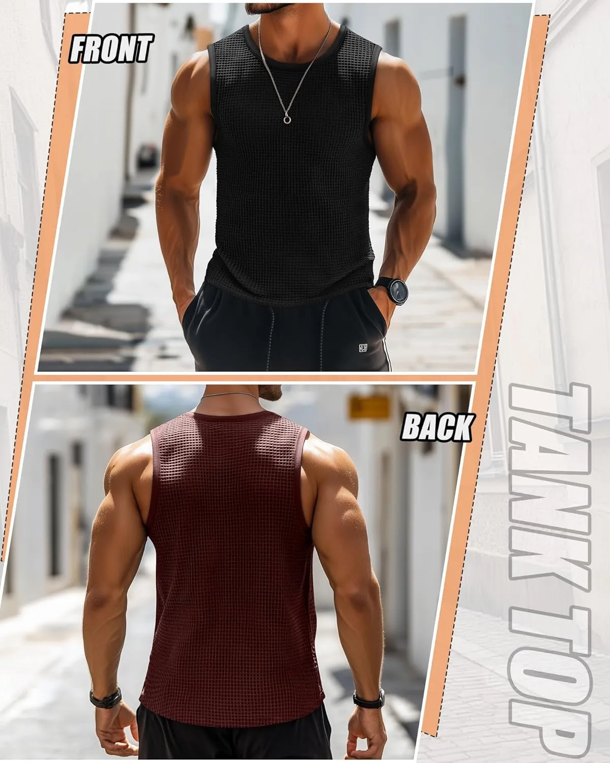 Riyiper 3 Pack Mens Big and Tall Tank Tops Waffle Knit Casual Sleeveless Shirts Plus Size Summer Muscle Tees