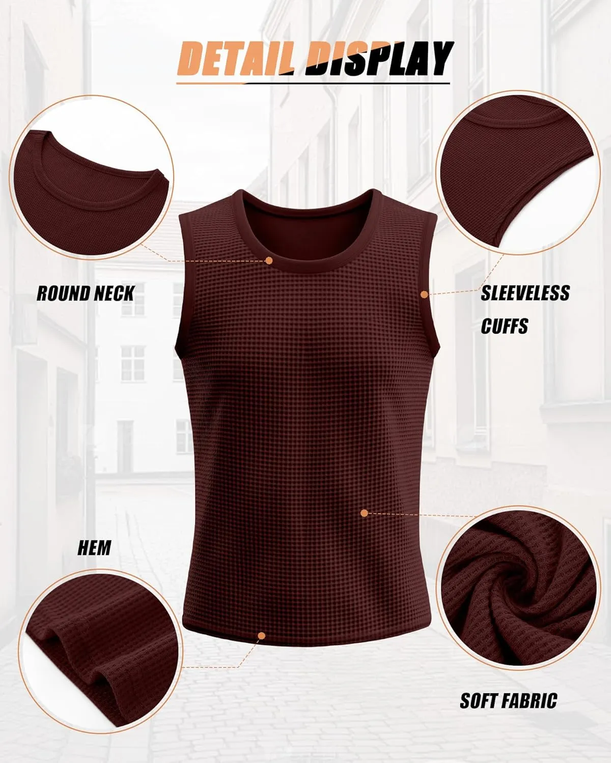 Riyiper 3 Pack Mens Big and Tall Tank Tops Waffle Knit Casual Sleeveless Shirts Plus Size Summer Muscle Tees