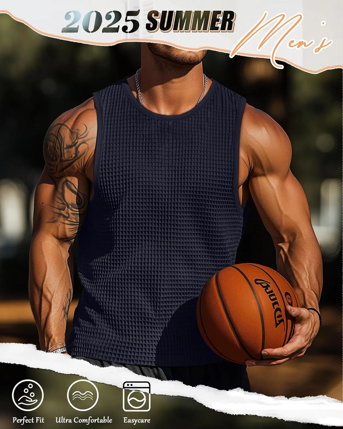 Riyiper 3 Pack Mens Big and Tall Tank Tops Waffle Knit Casual Sleeveless Shirts Plus Size Summer Muscle Tees