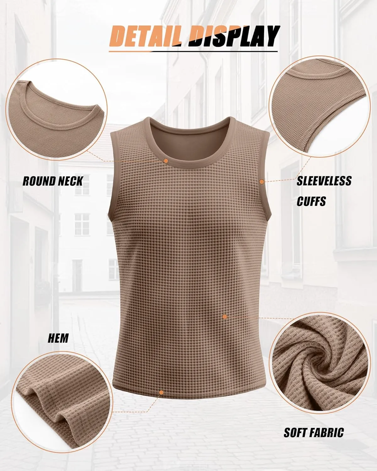 Riyiper 3 Pack Mens Big and Tall Tank Tops Waffle Knit Casual Sleeveless Shirts Plus Size Summer Muscle Tees