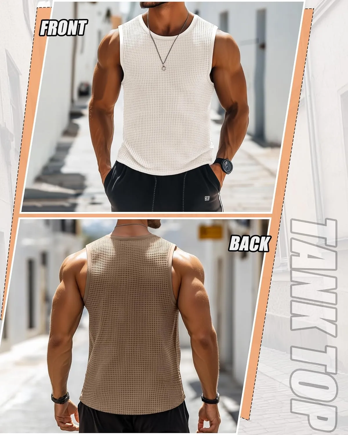 Riyiper 3 Pack Mens Big and Tall Tank Tops Waffle Knit Casual Sleeveless Shirts Plus Size Summer Muscle Tees