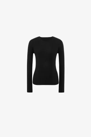 Round Neck Fine Knit Black