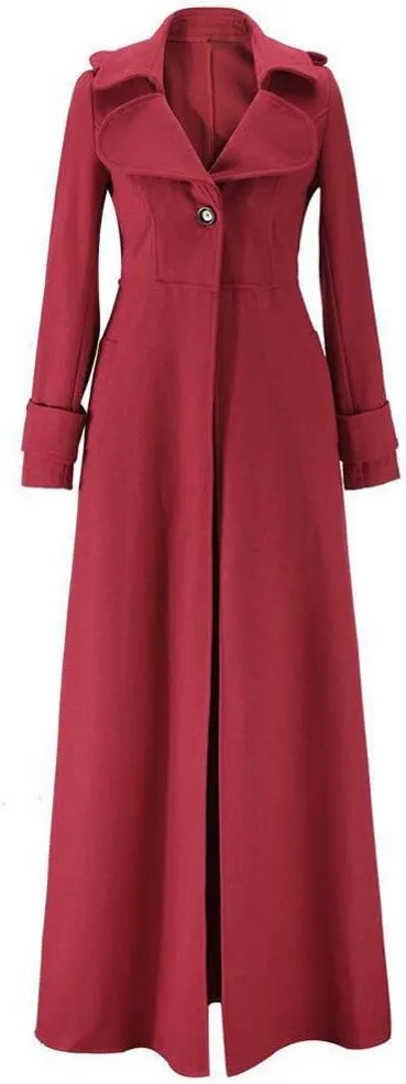 SERYU Womens Winter Lapel Slim Coat Trench Jacket Long Parka Overcoat Outwear