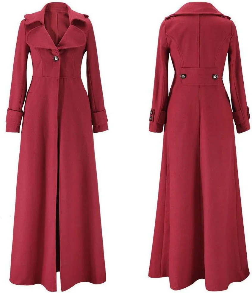 SERYU Womens Winter Lapel Slim Coat Trench Jacket Long Parka Overcoat Outwear